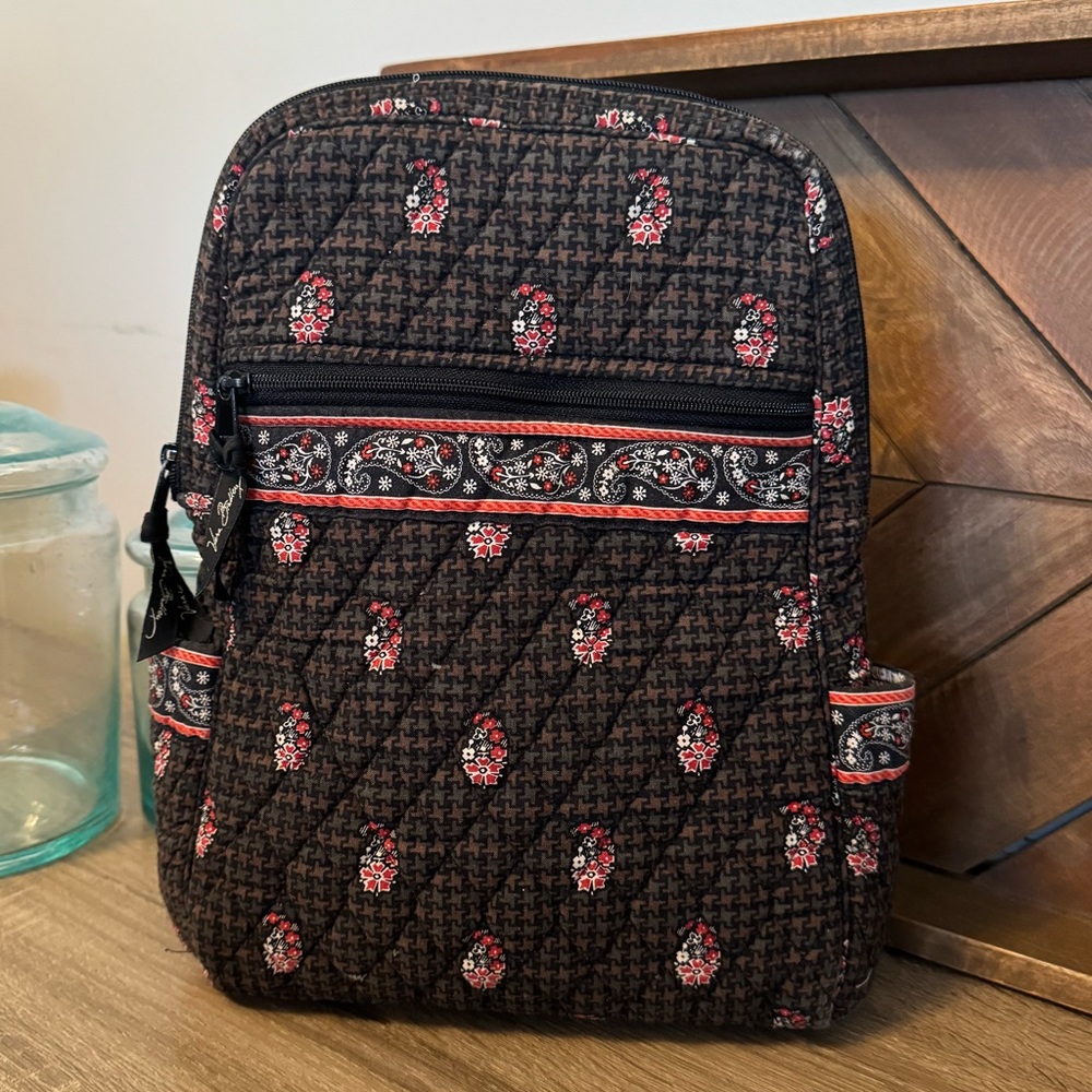 Vera Bradley Brown Houndstooth Floral Small Backpack